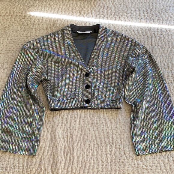 Silver Holographic Women's Jacket - Picture 1 of 10